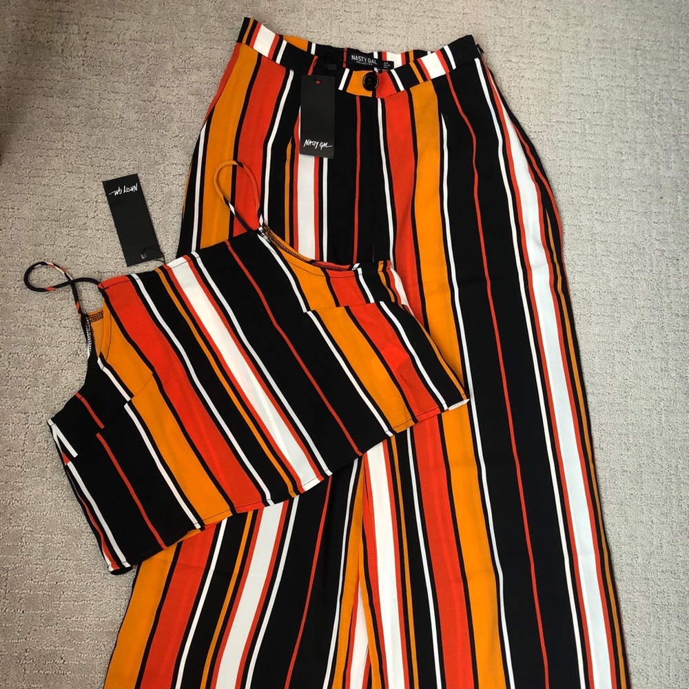 NWT Cute two-piece striped crop top and pants
